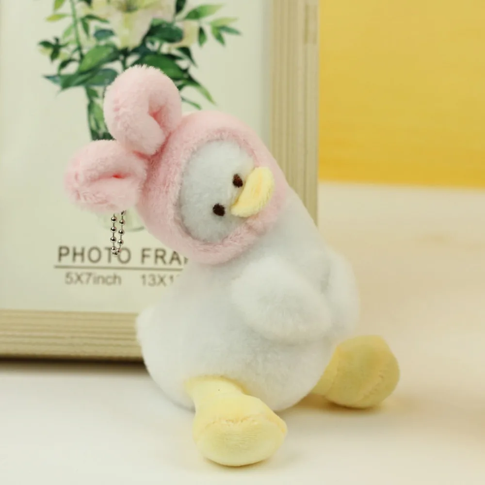 Work Is So Annoying Crooked Head Duck Keychain PP Cotton Sunflower Crooked Duck Plush Keychain Soft Ins