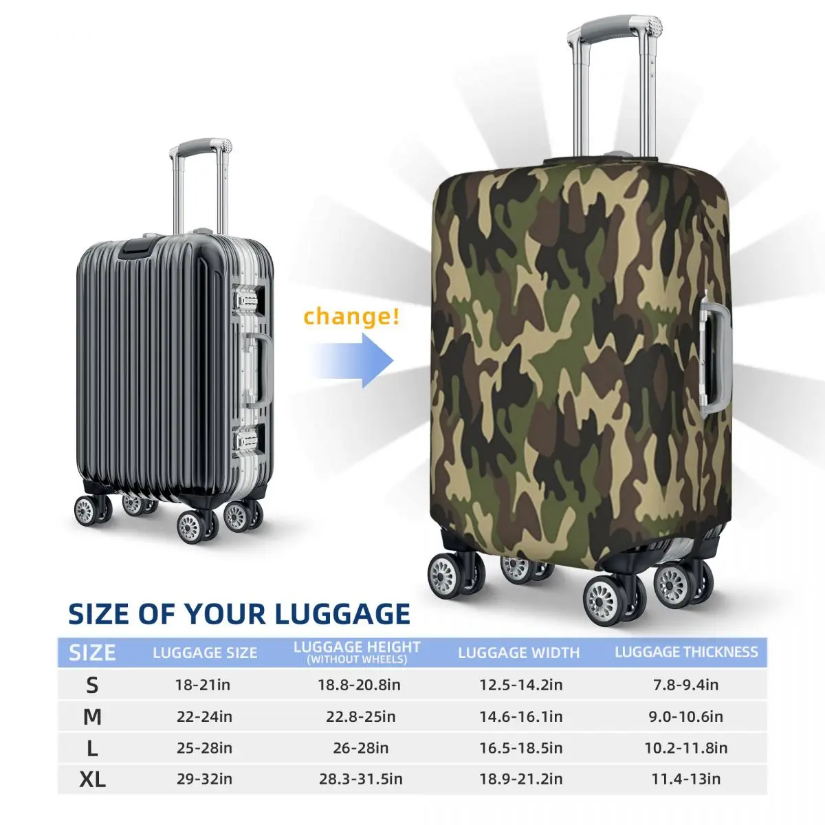 Custom Fashion Leger Camouflage Camouflage Bagagehoes Beschermer Elastische Militaire Tactische Reiskoffer Hoezen