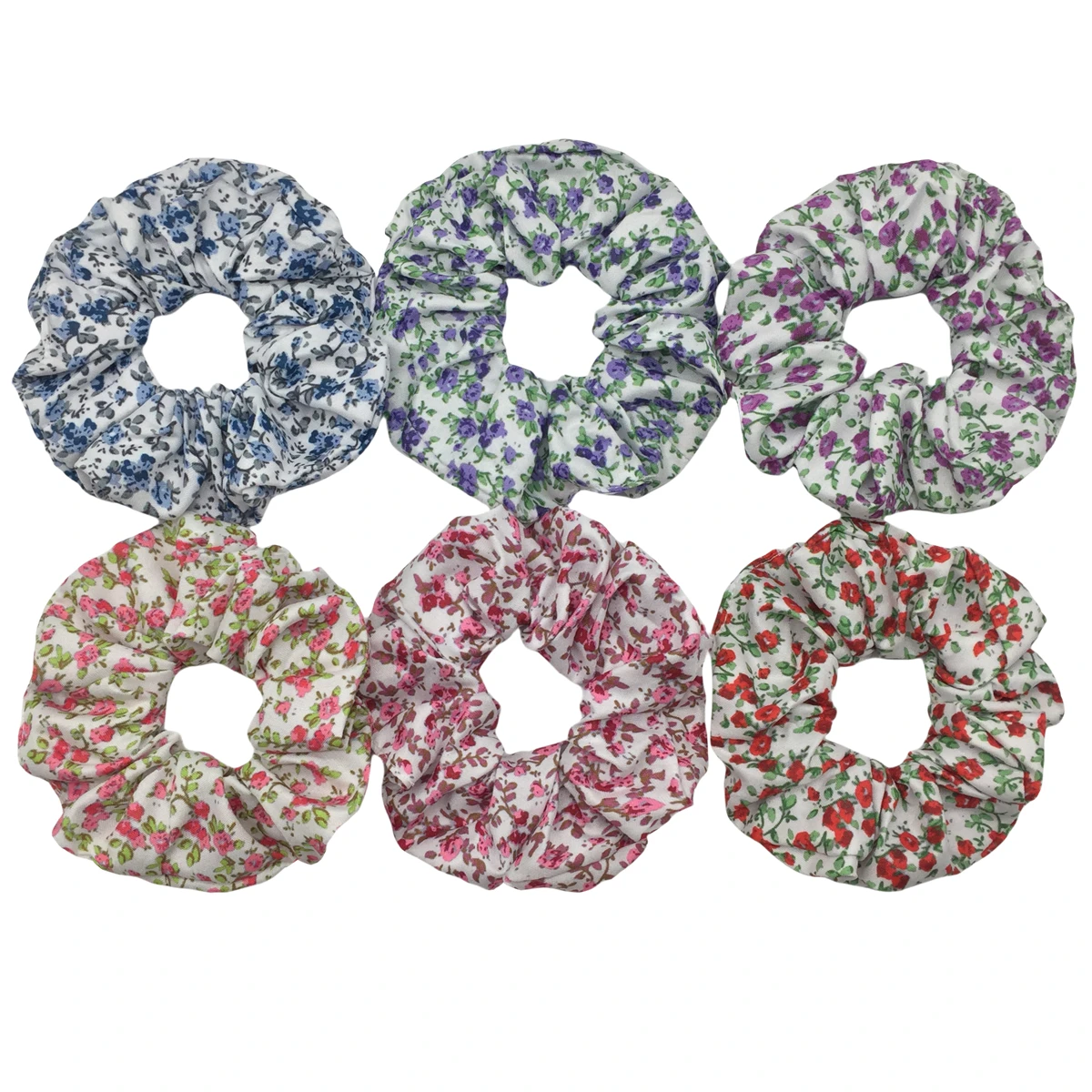 6 teile/los Haarband Bands Scrunchy Krawatten Seile Pferdeschwanz Halter für Frauen Zubehör Stoff Kopfbedeckungen Ditsy Floral Süße Nette – Detail 5