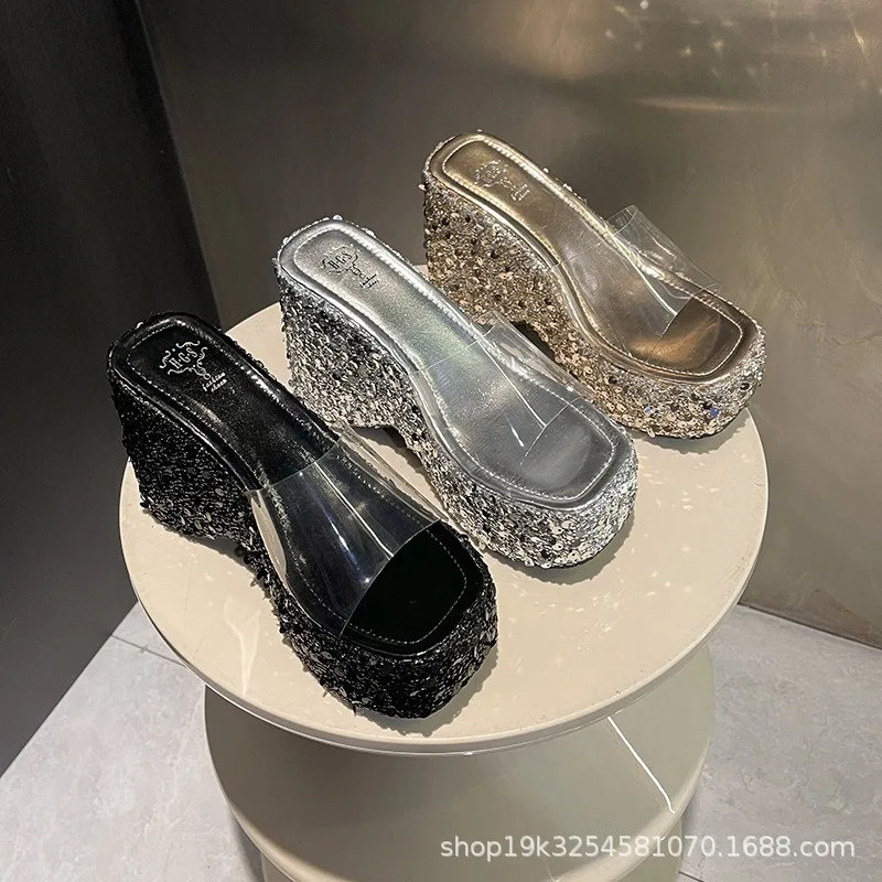 

Women's Slippers Luxury Square Headed Platform Slippers Summer New Women's Shoes Fashion Slippers Women Sandals Zapatos De Mujer