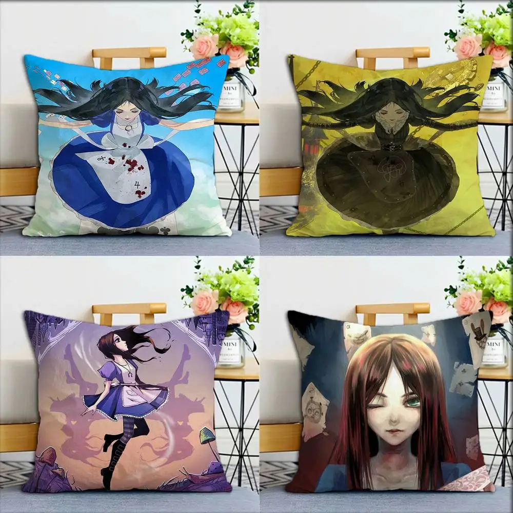 

GAME Alice M-Madnes-s Returns World Various Sizes Square Pillow Case For Car Home Bedchamber Decor
