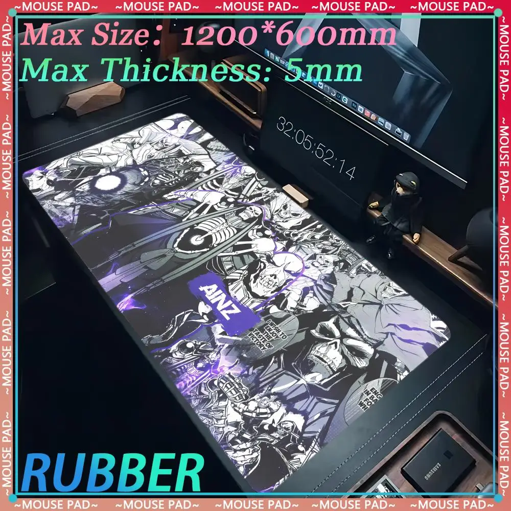 Anime O_OVERLORD alas meja permainan komputer 1200X600MM game super besar game baru alas keyboard alas mouse karet