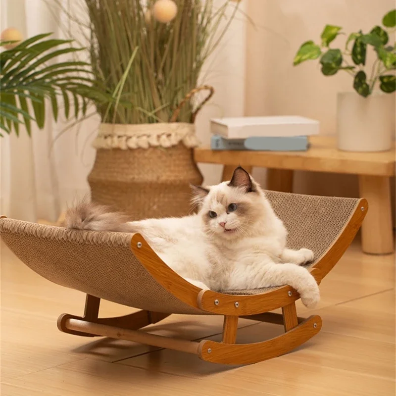 

Cats Scratch Rocking Chair with Stable Stand Space Saving Wear Resistant Heavy Density Paper for Cats Scratch Supply