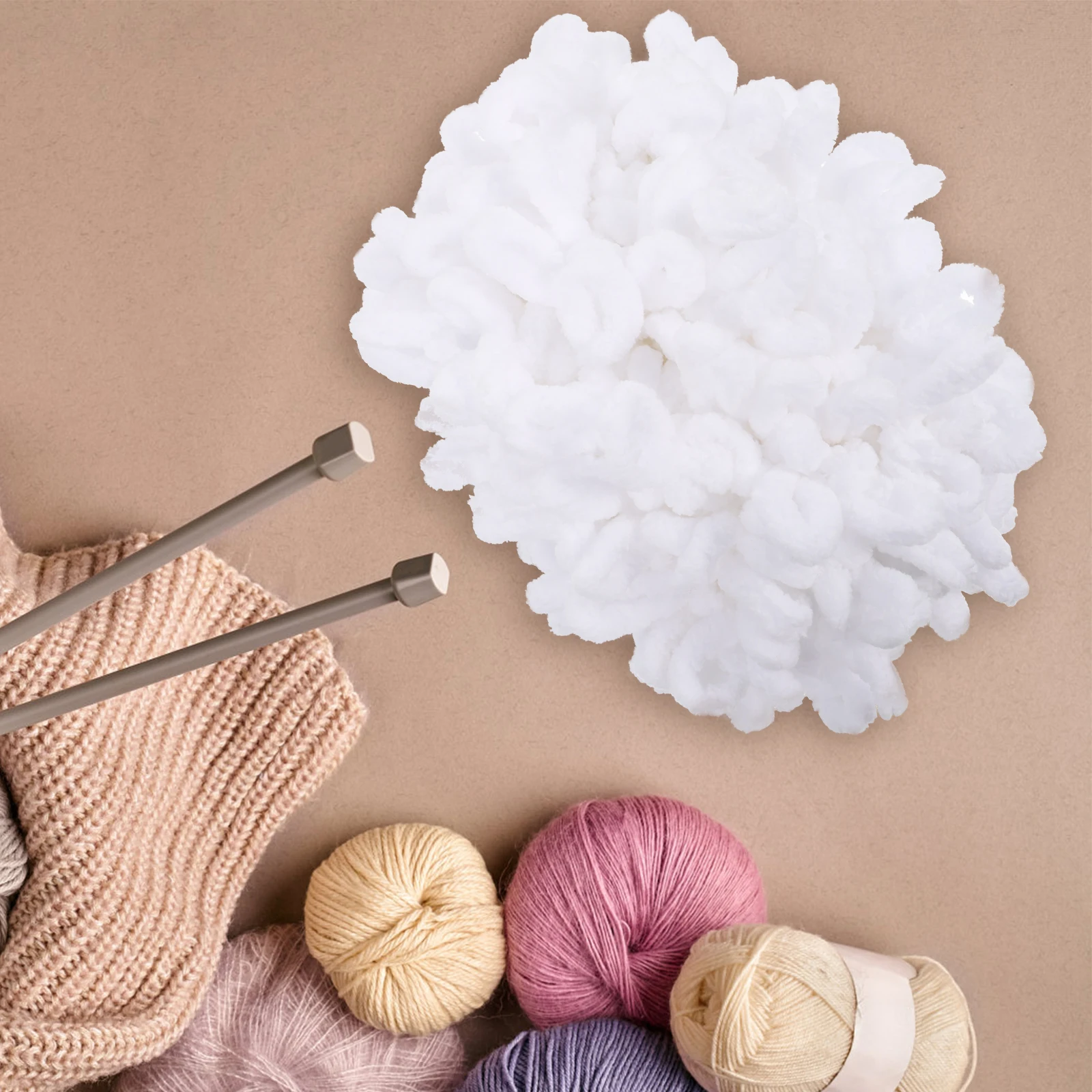 

Woolen Yarn White No3 Tool free H Knitting Polyester Basket Blanket Soft Non irritating Easy Care Projects Wool