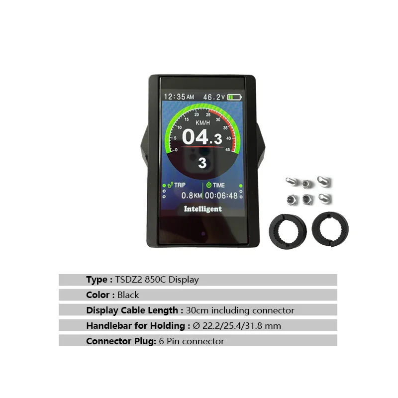 Tongsheng Mid Mounted Motor Accessories TSDZ2 850C Color Screen Display 6-core Interface, Mountain bike Modified Electric Bike