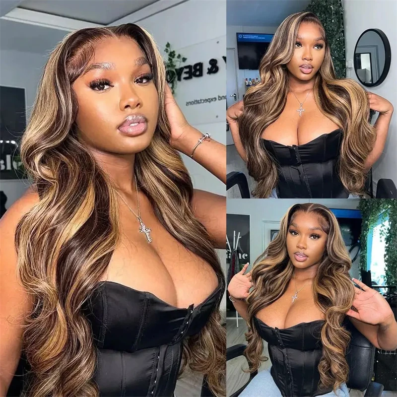 Highlight Wig Human Hair 13x6 HD Lace Front Human Hair Wigs For Women Glueless Body Wave Honey Blonde 13X4 Full Lace Frontal Wig