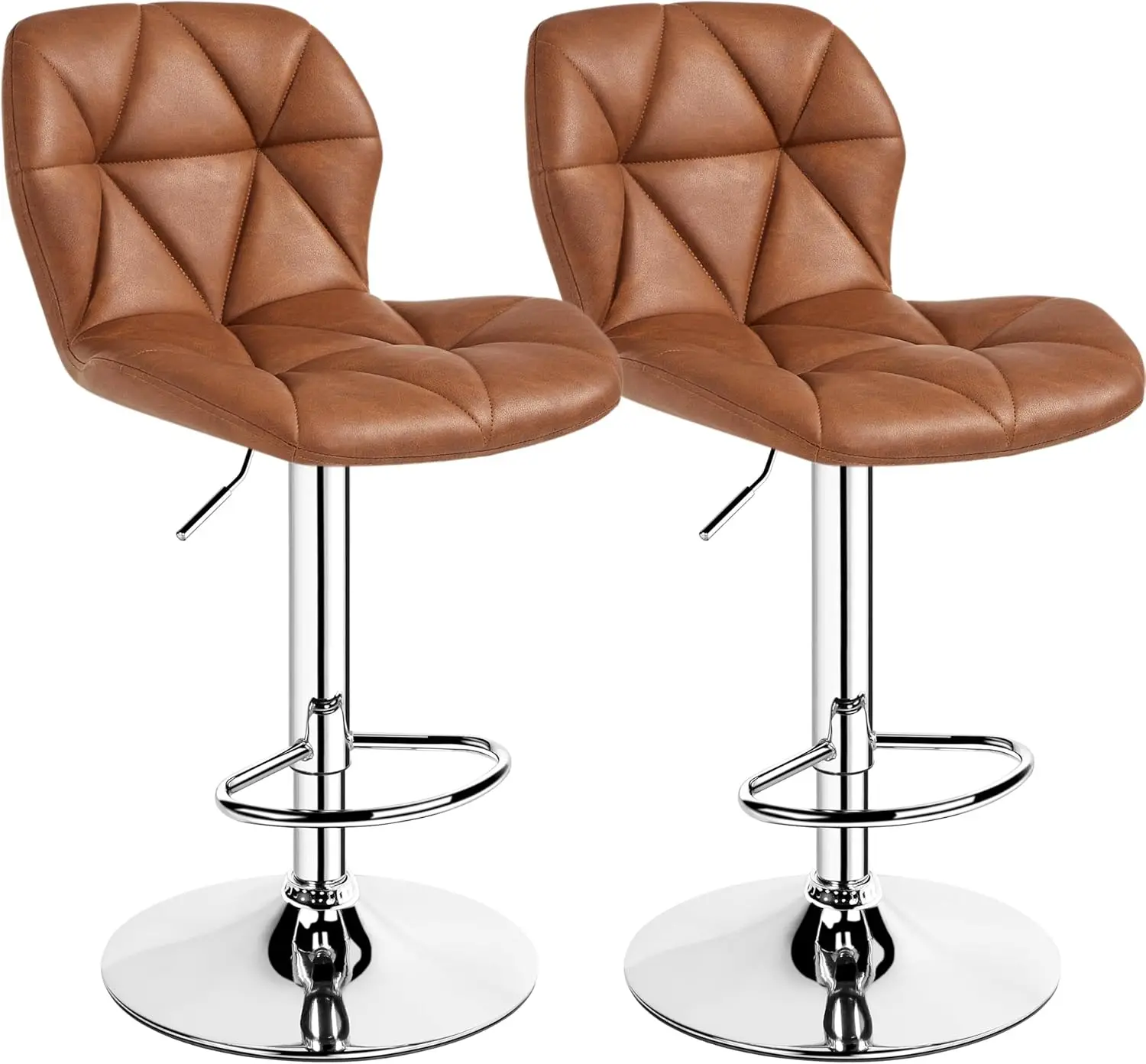 

Barstools Set of 2, Modern Kitchen Island Stools with Backrest, PU Leather Adjustable Counter Stools for Kitchen Counter Bar,