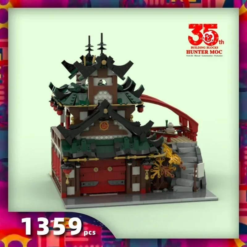 htmoc Restaurant temple house City Street Views Chinese Architecture Building Block Model archway gateway Pavilion DIY Brick Toy