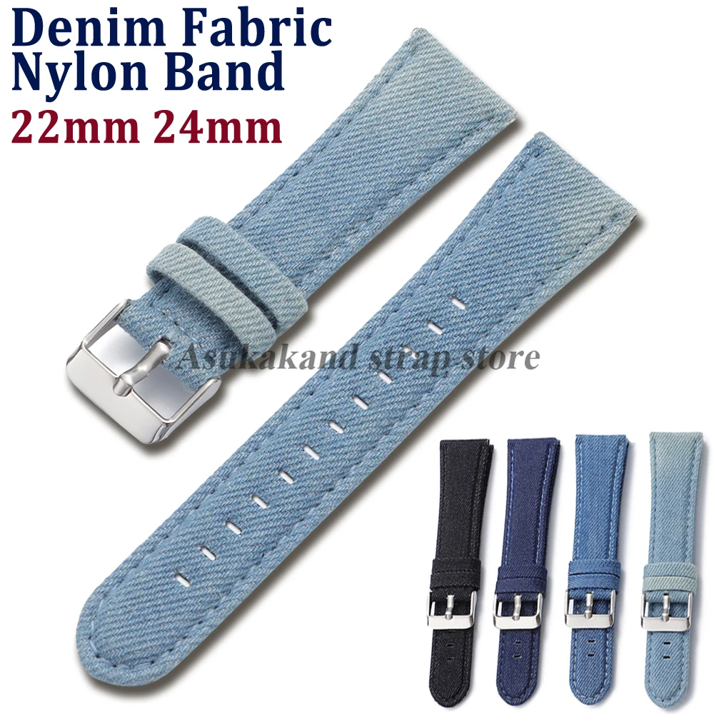 Bracelet de montre en Nylon et tissu Denim de haute qualité, 22mm 24mm, pour Omega, Panerai, pour hommes, accessoires de Bracelet de montre Seiko
