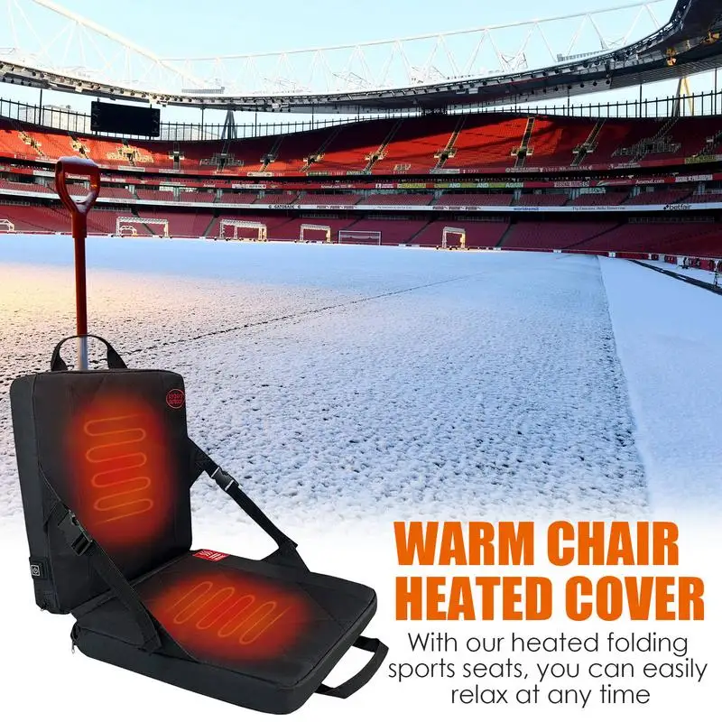 Heated thick Seat cushions foldable Heated Stadium Seat Warm Chair cushion with Back Support 3 Levels Heating Bleacher Seats