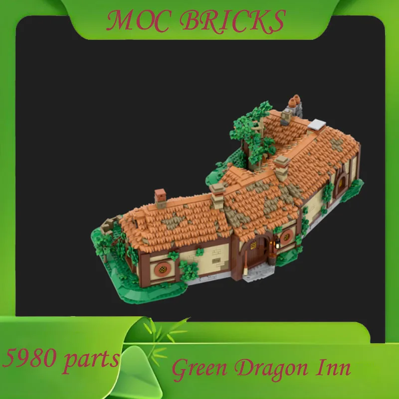 Personnalisé 5980 pièces vert Dragon Inn modulaire MOC créatif vue sur la rue modèle Architecture bricolage éducation assemblage modèle cadeaux d'anniversaire
