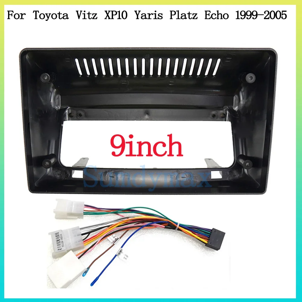 Double 2 Din Car Radio Frame power cable for Toyota Yaris Vitz Echo 1995-2005 Fascia Dash Kit DVD Radio Panel Stereo Cover