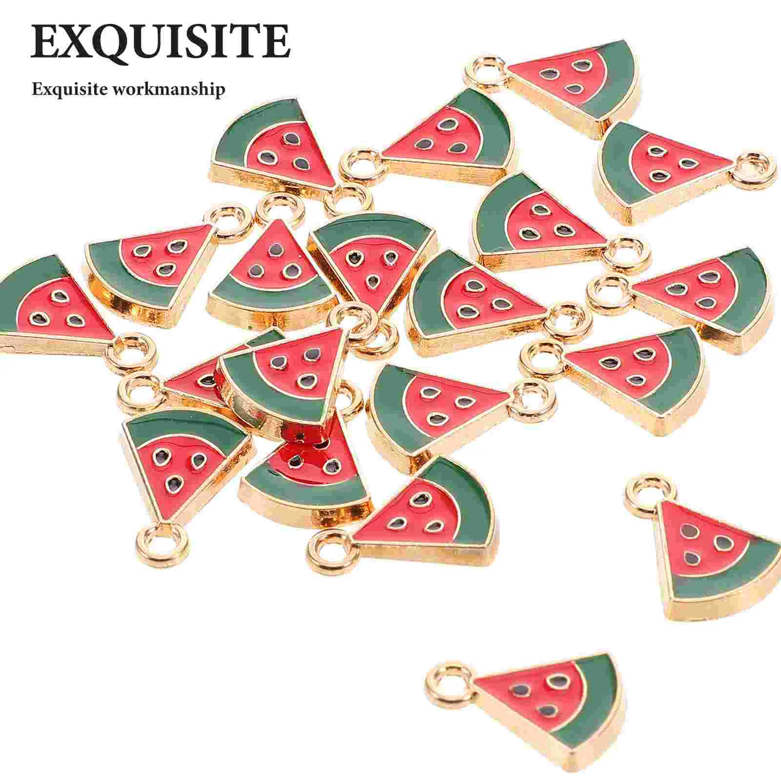 20pcs Mini Watermelon Shaped Charms DIY Necklace Pendants Key Chain Pendant Alloy Bracelet Accessories Pendant (Colorful)