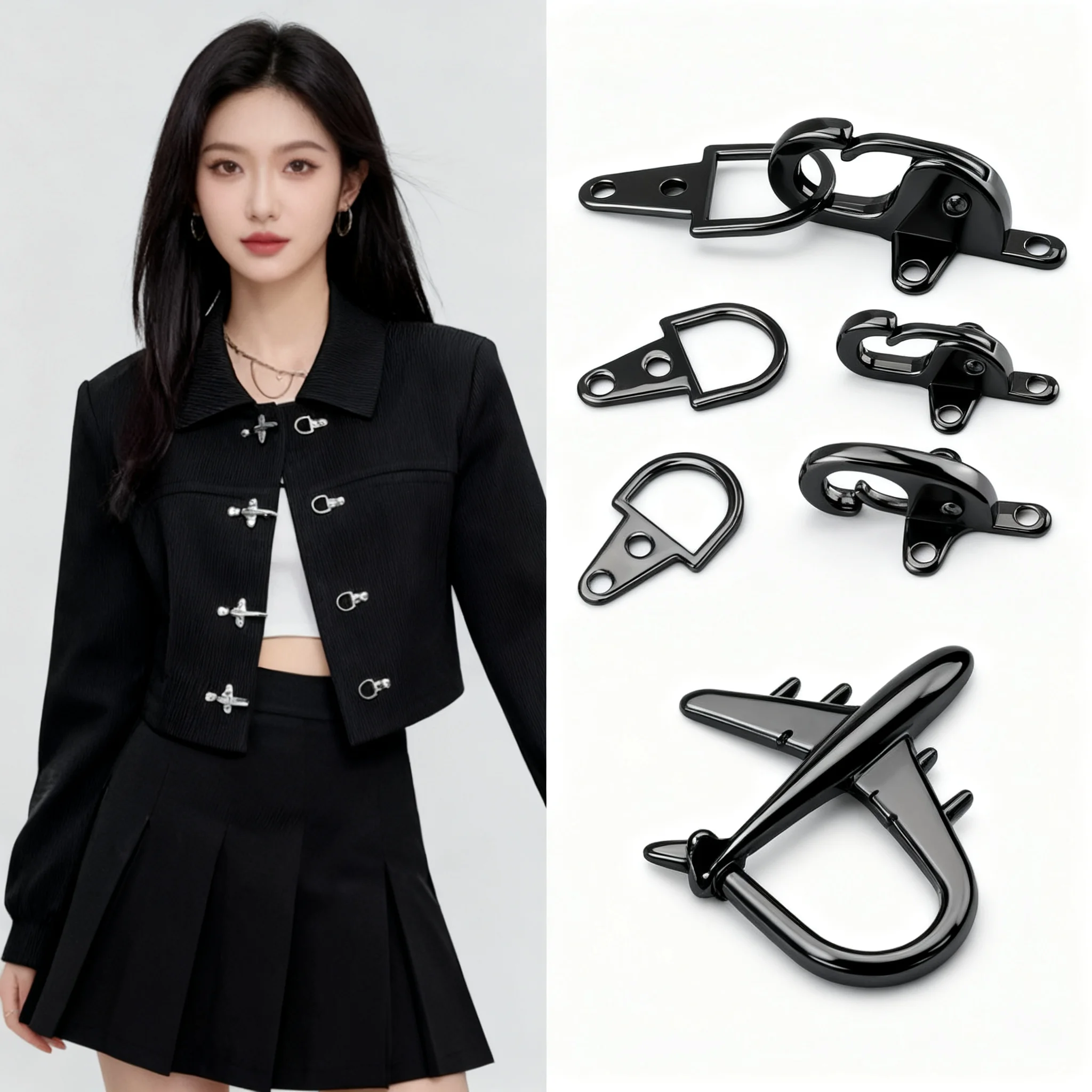 

2-20P Metal Cost Buckle Toggle Buckles Locking Fasteners for Fireman Clasp Jacket Belt Clasps Garment Hooks Decorative Carabiner