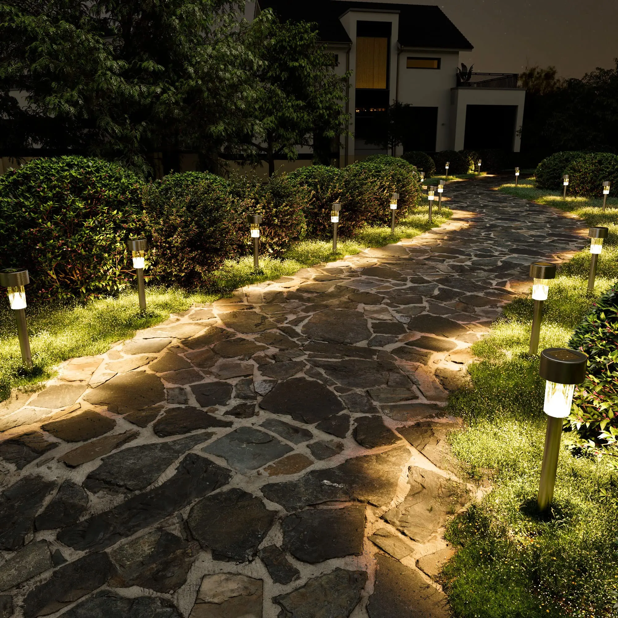 Zonne-Energie Verlichting Buiten Pad Loopbrug Verlichting, Tuin Led Verlichting Voor Landschap/Patio/Gazon/Tuin/Oprit (Roestvrij Staal)