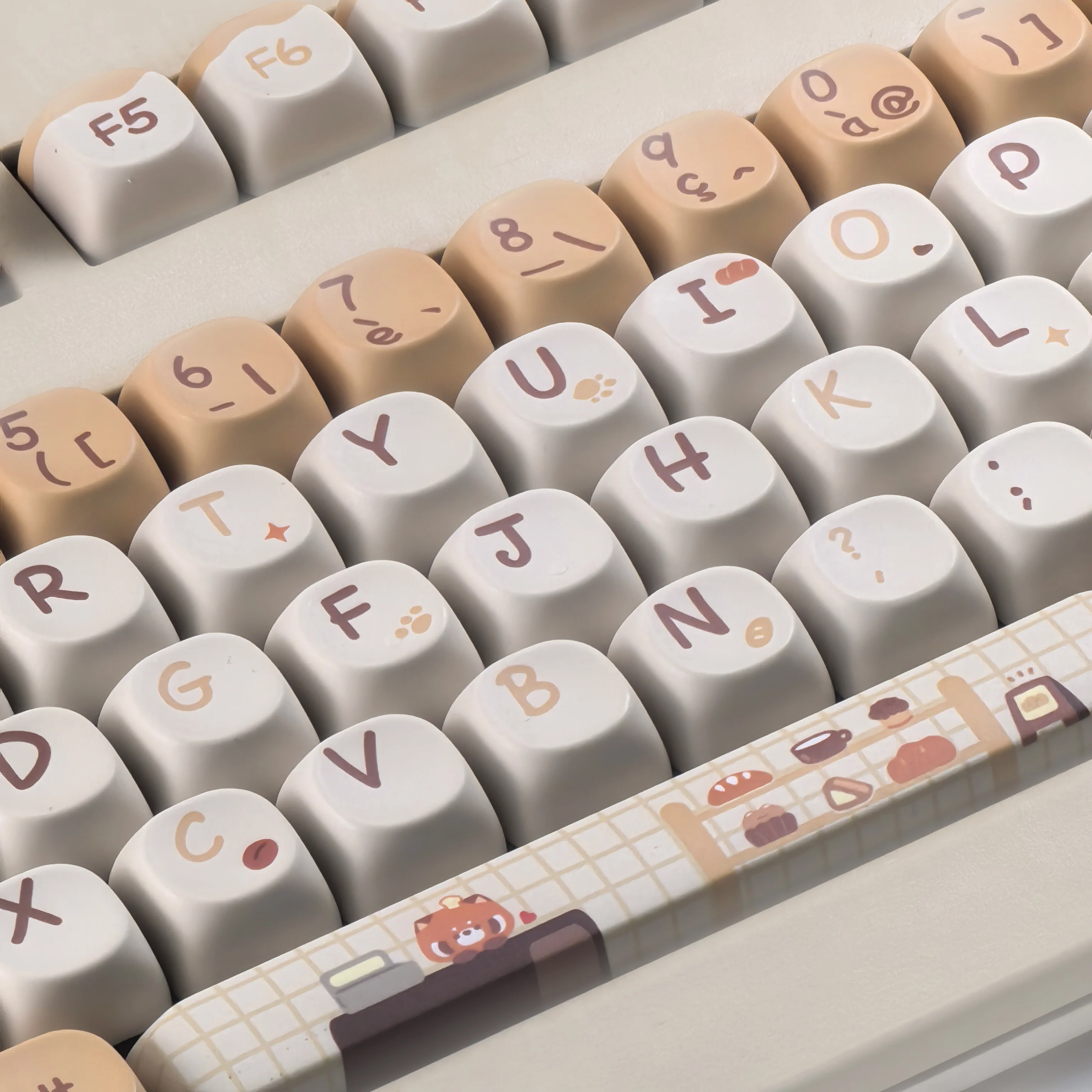 MOA Keycaps Red Panda Coffee House Cute Retro Color Keycaps For Mechanical Keyboard Accessories Keycap Set