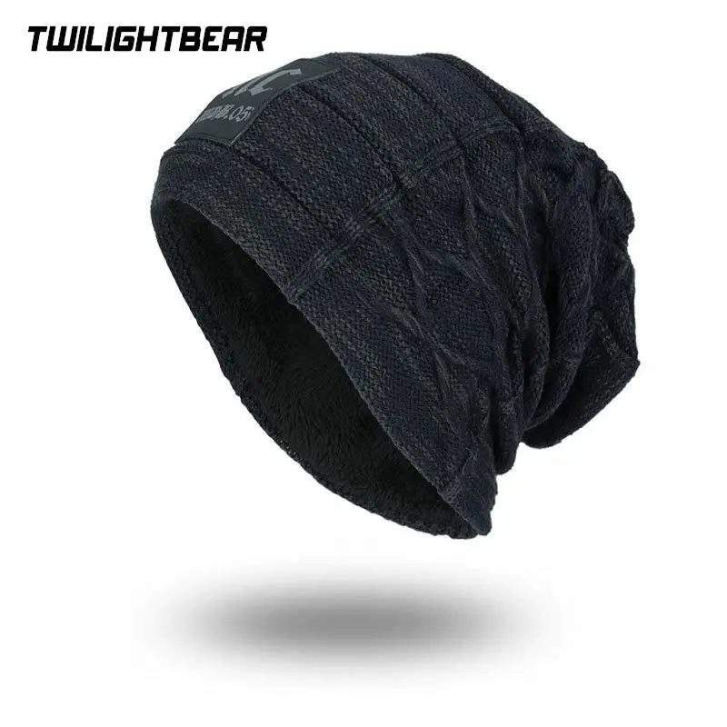 

New Men's Winter Hat Fashion Fleece Skiing Beanies Caps Warm Knitted Beanie Bonnet hats men Gorros Invierno Cappelli AE58