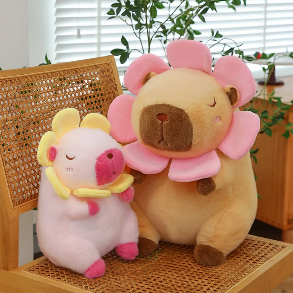 Creative Dress Up Sunflower Capybara Plush Cartoon Fluffy Capybara Plush Toy Simulation Soft Capibara Fluffty Doll Birthday Gift