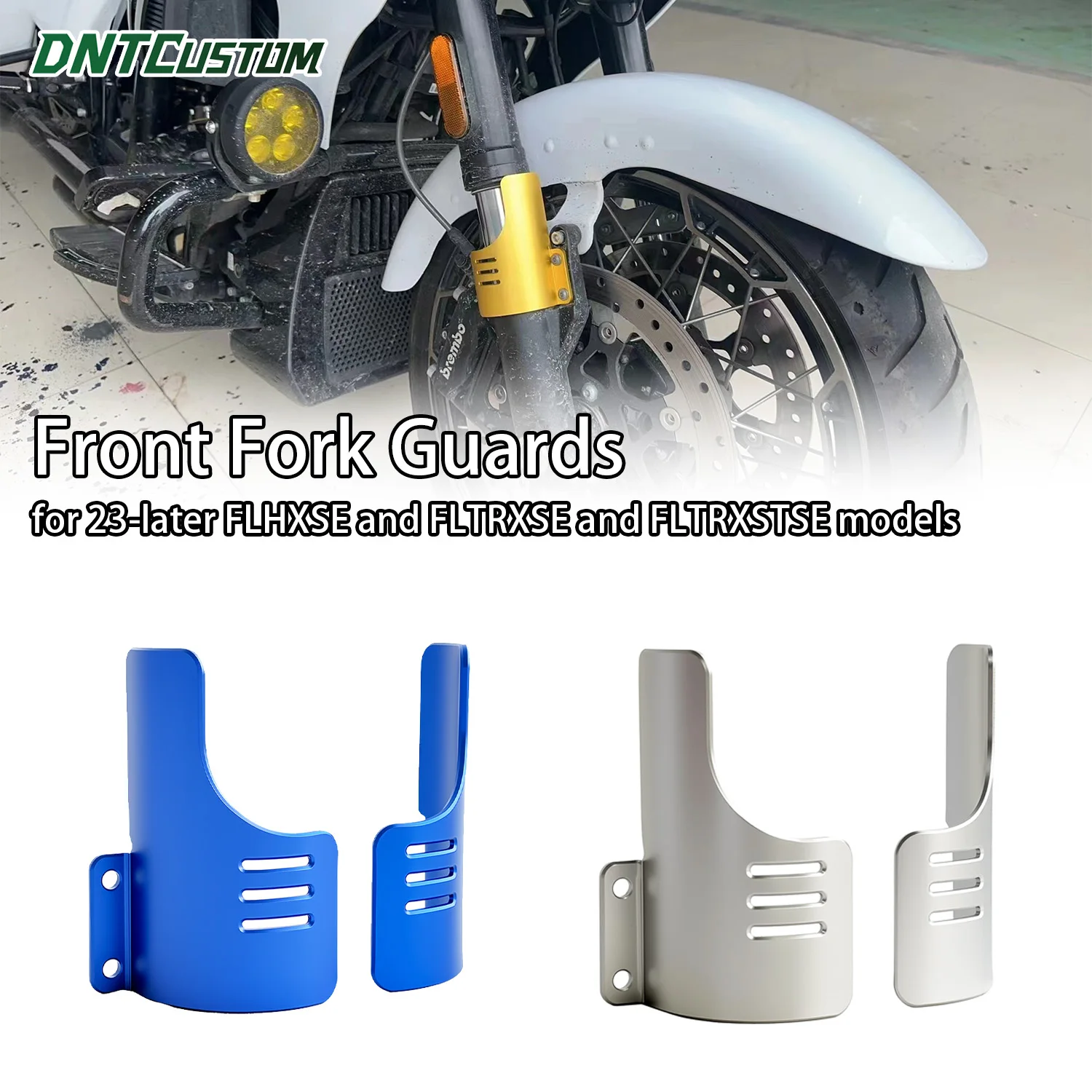 

DNTCUSTOM Front Fork Guards Protector CNC Aluminum Cover for Harley Touring CVO 23-later FLHXSE and FLTRXSE and FLTRXSTSE models