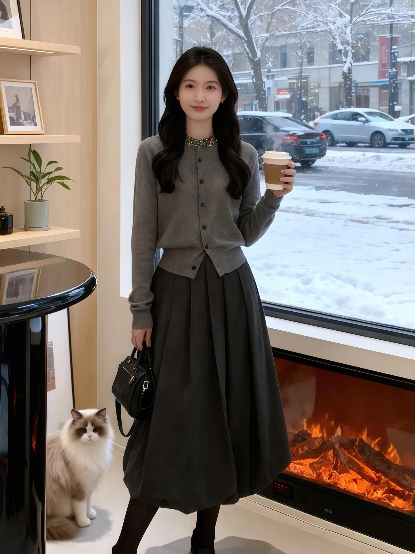   Thiened Long Sve round Ne Knitwear Cardigan Maglione da donna invernale Faion Commute Sle Camere delicato sulla pelle