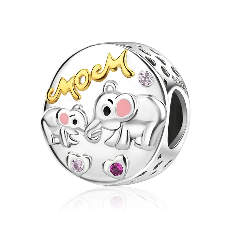 

Danturn 925 Sterling Silver Beads Mother and daughter elephants Charm fit Snake Chain Bracelet Fashion Women Jewelry Making