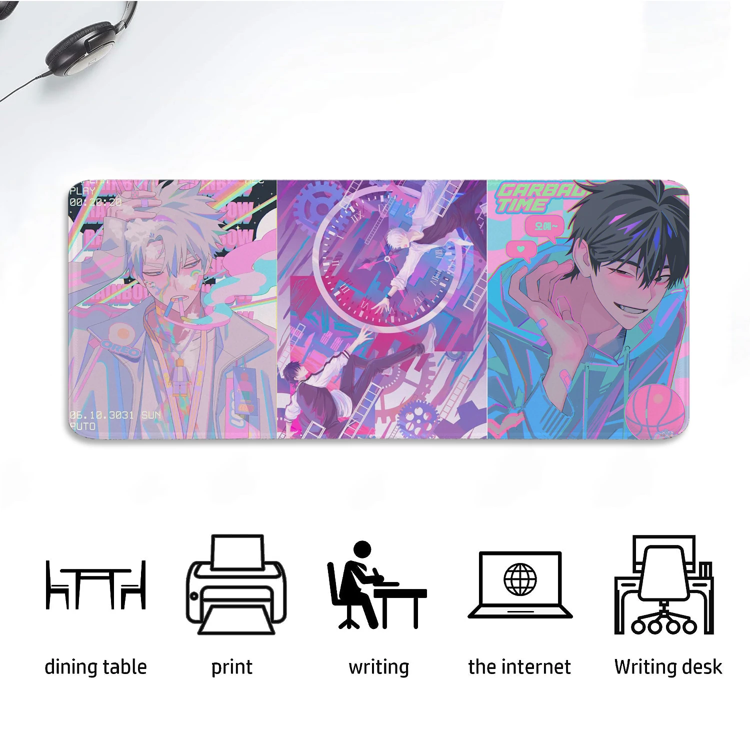 Anime Gaming Mouse Pad Link Click Lucas Charles Pink Mouse Pad Large Desk Mat Game Mousepad Office Accessories Computer Mat