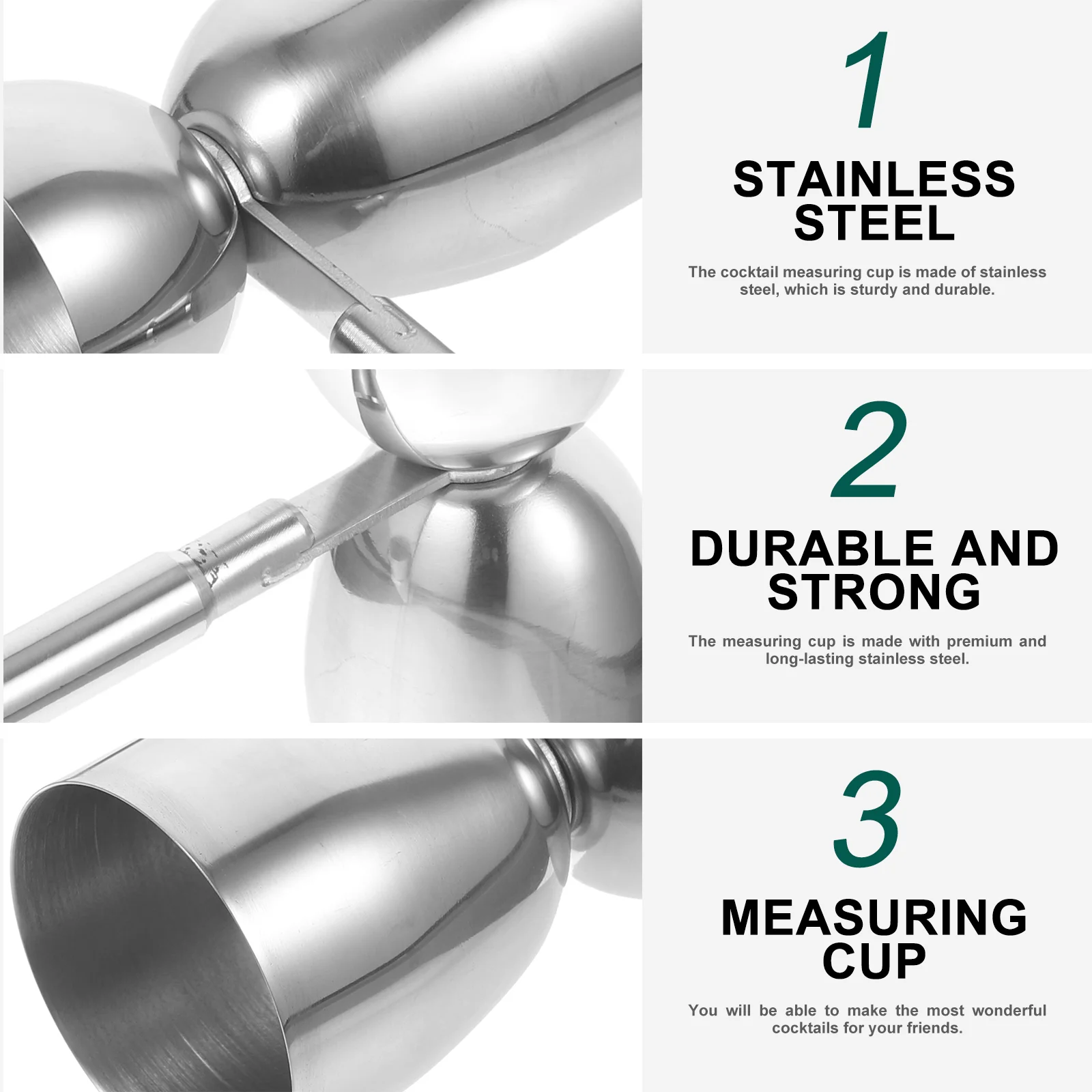 Long Handle Double-ended Measuring Cup Drink Cocktail Jigger Stainless Steel Ounce Two-color Wide Mouth Banquet Accessory