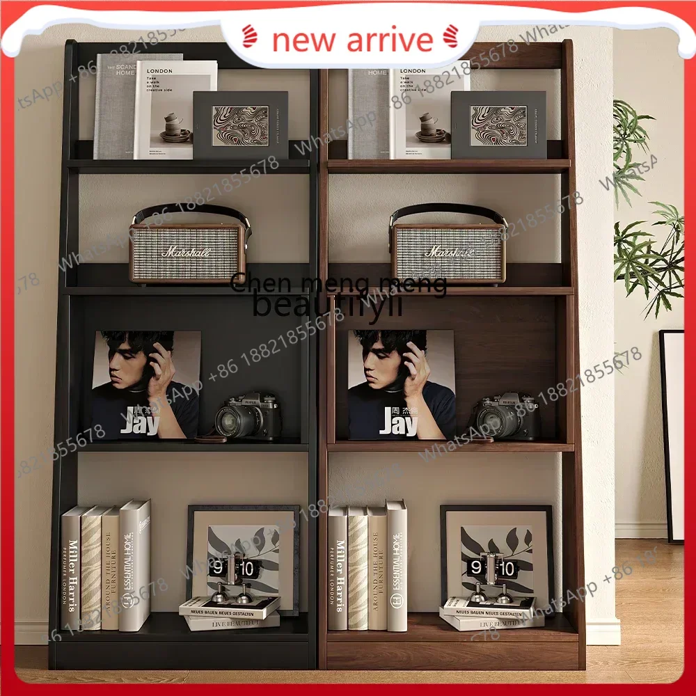 SS new styleMedieval black walnut color bookshelf shelf storage floor, display shelf, living room side cabinetss 7486 ss 7486