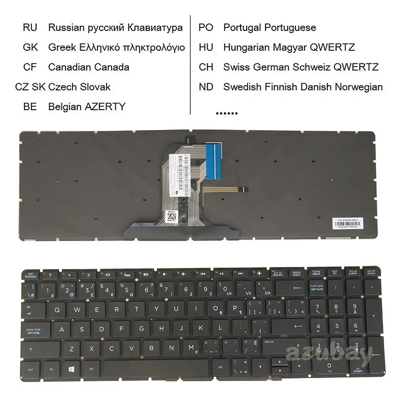 Backlit Keyboard For HP Home 15-AC000 HPM15L8 HPM15L83GRJ4421 HPM15L86CSJ4421 HPM15L86P0J442 GK CF RU SW BE HU NE PO CZ/SK