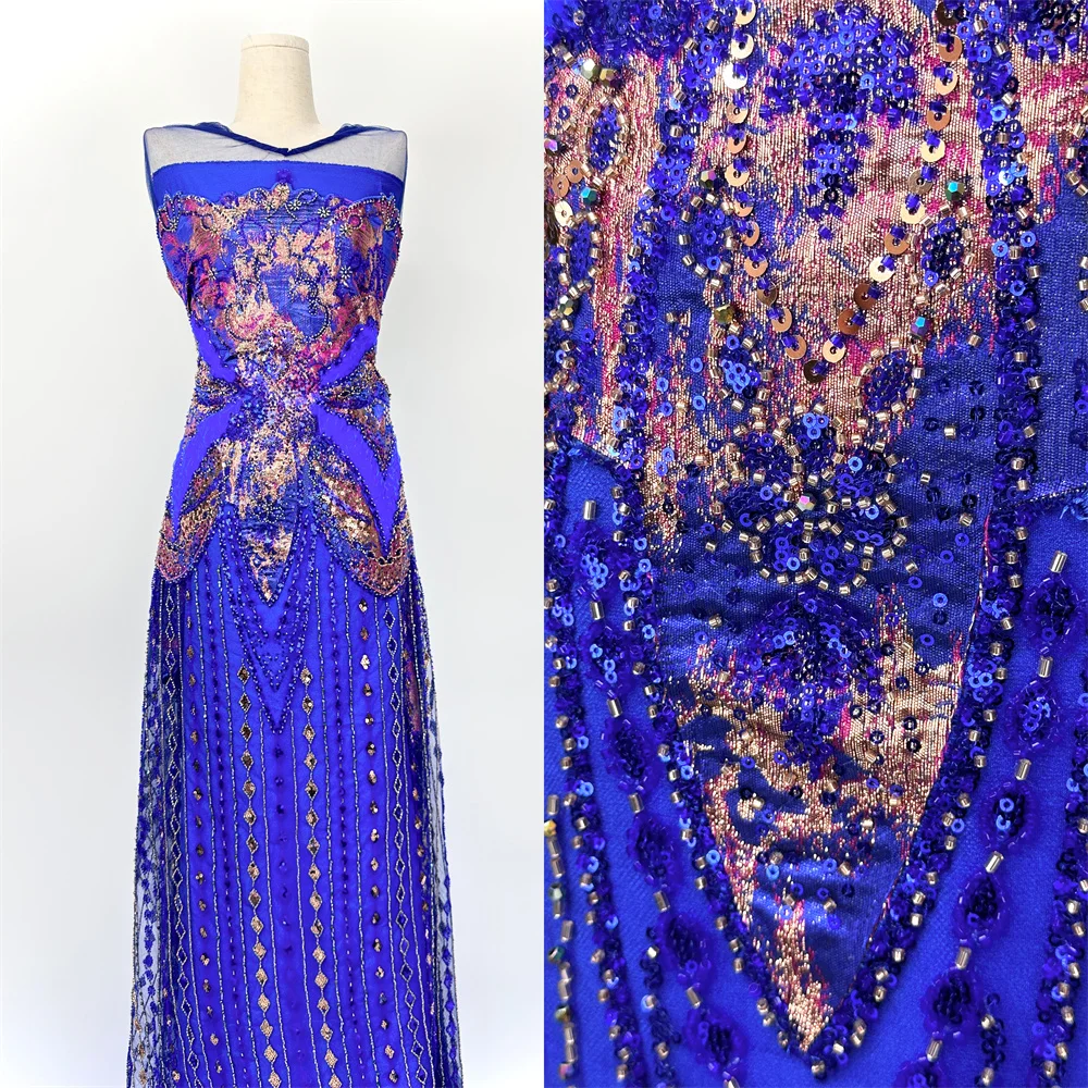 

Luxury African Sequins Beaded Lace Fabrics 2026 High Quality Embroidery French Nigerian Lace Fabric For Wedding Sewing 5 Y