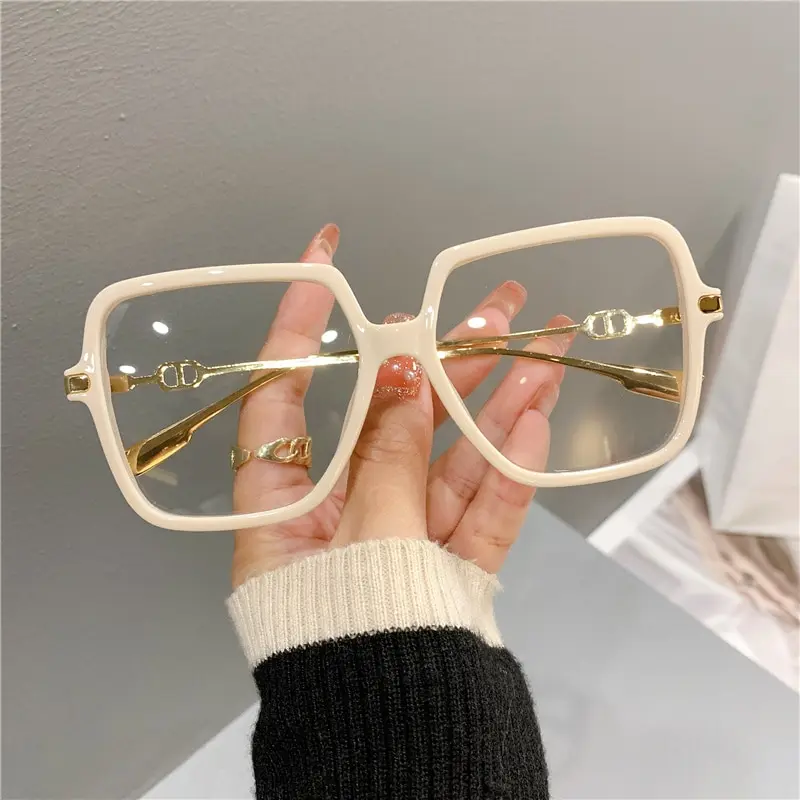 Fashion Oversized Square Eyewear Retro Womens Light Bloking Metal Frame Glasses Trend Optical Computer Eyeglasses image 4