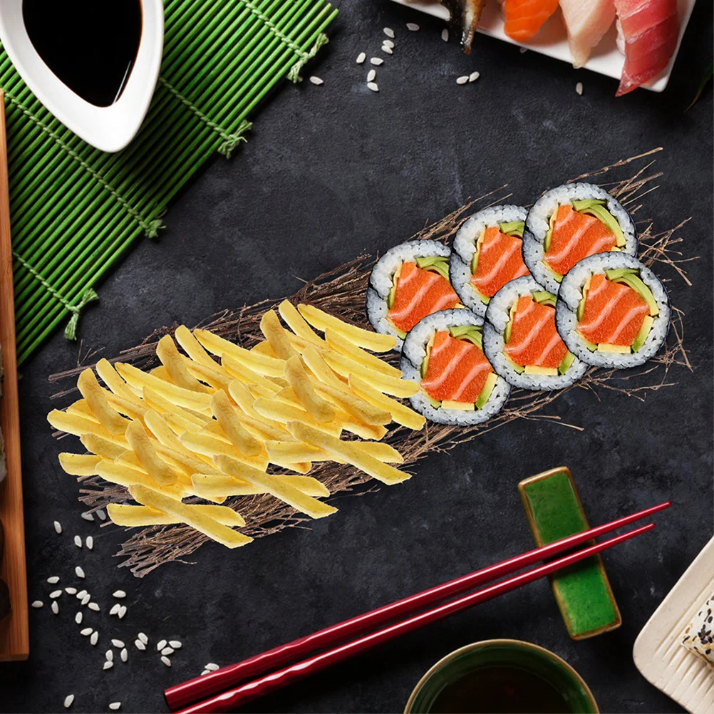 

2Pcs Bamboo Sushi Plate Decorations Vintage Japanese Mini Bamboo Fence Sashimi Tray Table Decor Sushi Serving Fence