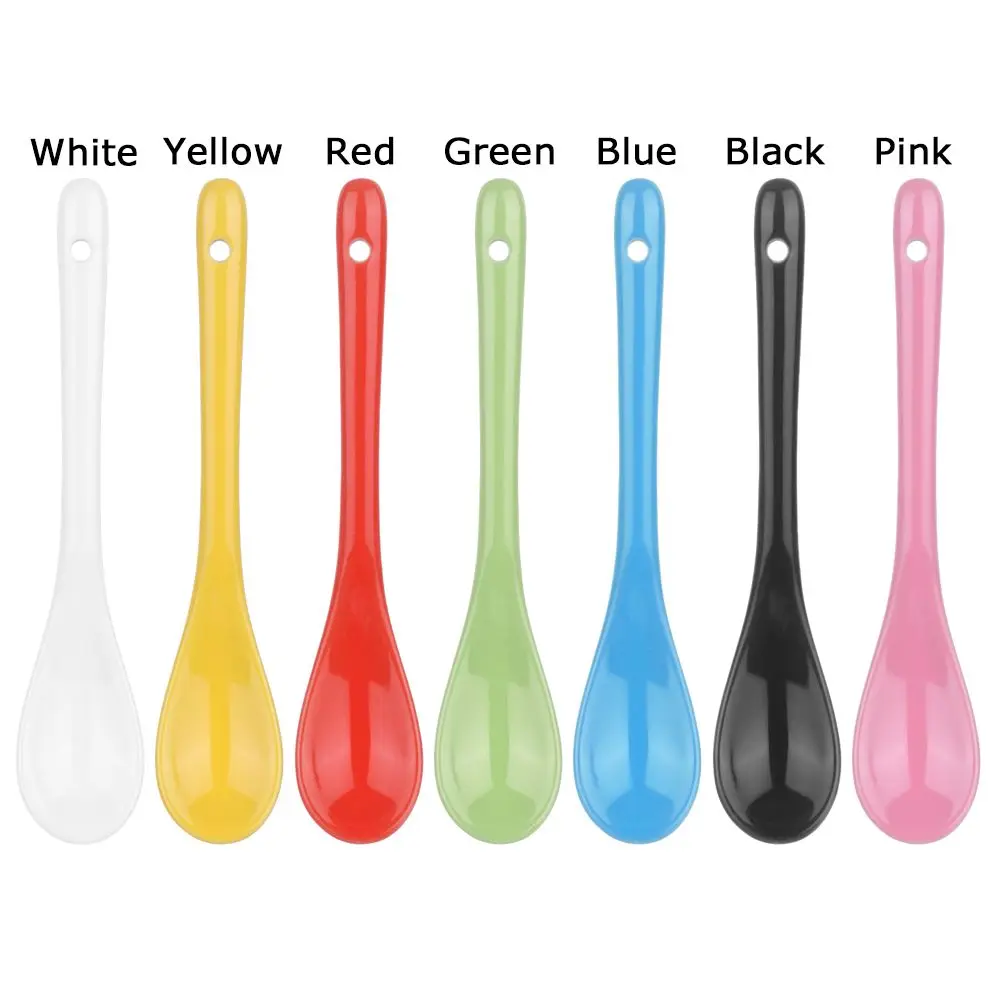 Porcelain Spoons Mini Kitchen Ceramic Tea Coffee Sugar Dessert Spoon Ice Cream Ceramic Flatware Long Handle Spoon