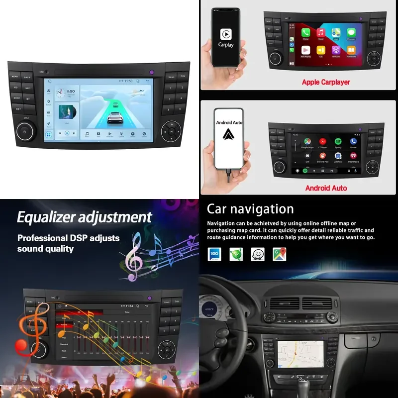2026 Hot Sale LELV 7\" Android 14 Car DVD Player Car Radio with Carplay for E-class W211 Stereo for