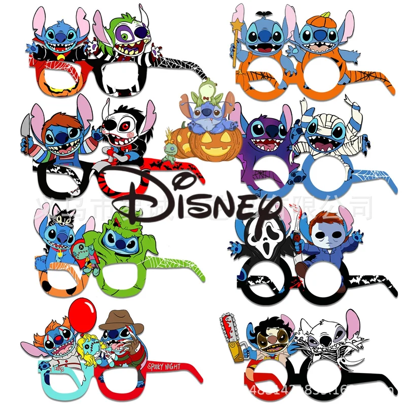 

8pcs/set Disney Stitch Paper Glasses Masks Halloween Party Decoration Cosplay Photo Props for Happy Birthday Party Supplies