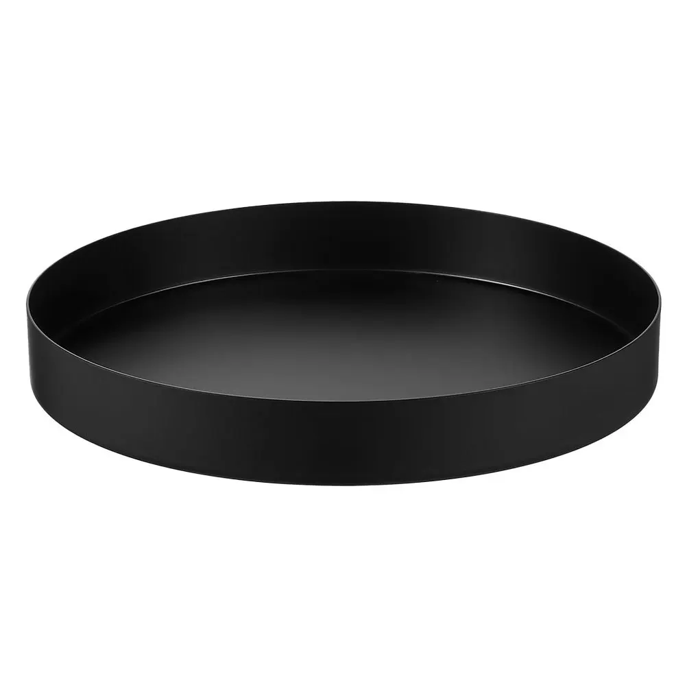 Black Round Stainless Steel Storage Tray Multipurpose Decorative Serving Tray Jewelry Fruit Holder Desktop Organizer