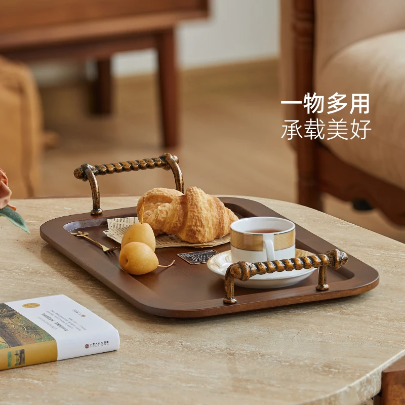 Dinner plate, cup, tea tray, European-style living room rectangular teacup plate, high-end tray ornament