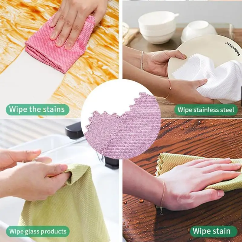 10-1PC Microfiber Washing Dish Cloth Cleaning Towel Super Absorbable Window Glass Cleaning Cloth Kitchen Anti-grease Wiping Rags