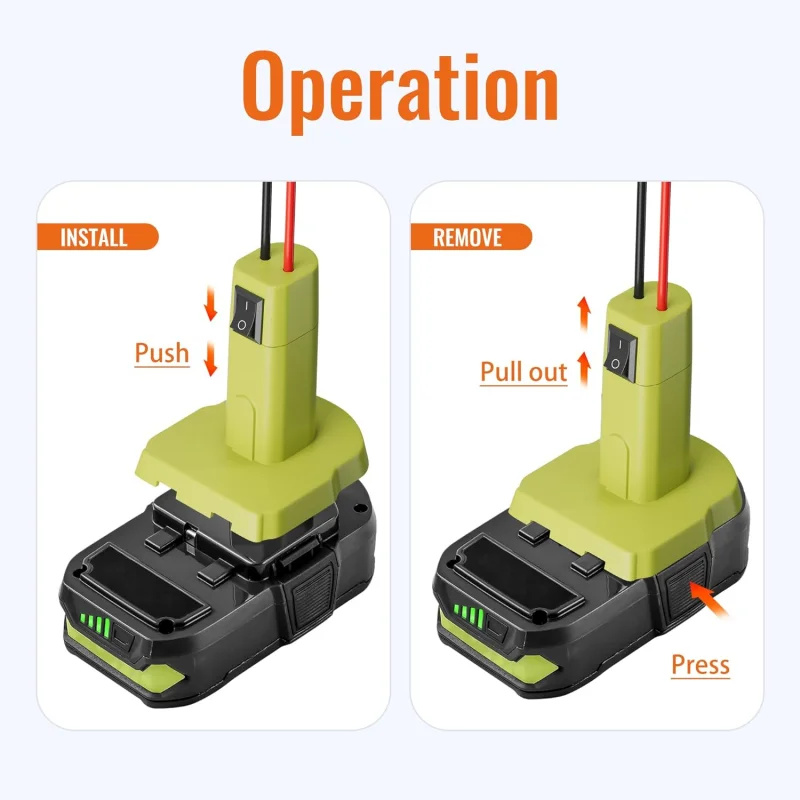 Battery Dock Adapter with Fuses and Connectors For Ryobi 18V Battery DIY Power Wheels Adapter with 12 AWG Wire Converter Kit