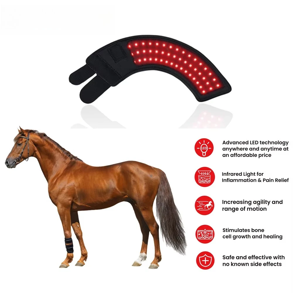 LED Blue Light Therapy Horse Hoof Boot Infrared Photon Therapy Wrap with Rechargeable Battery for Dog & Horse Wound Healing