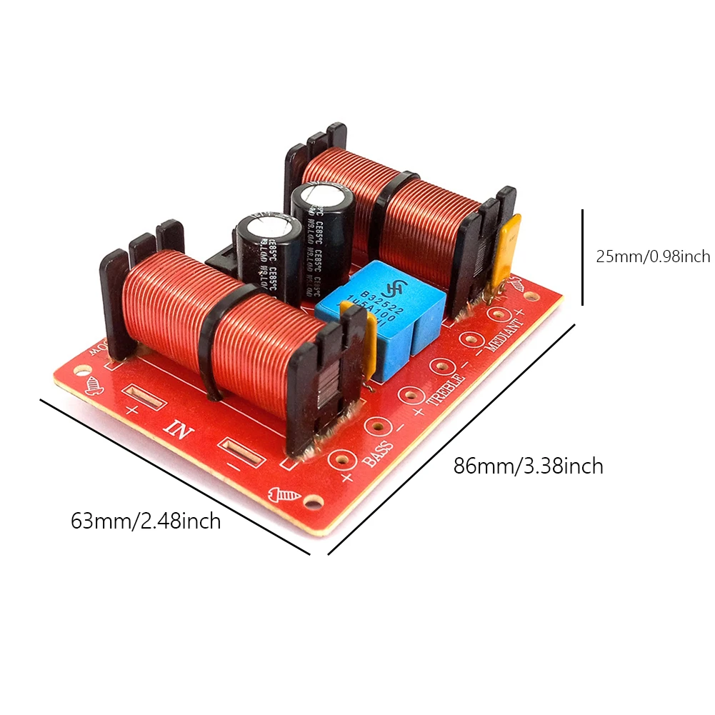 150W Speaker Frequency Divider Treble Medium Bass 3 Way Audio Woofer Crossover Filter 950Hz/6000Hz/6000Hz DIY Home Car Speaker