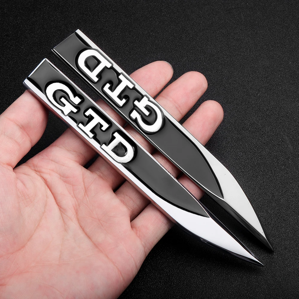 3D Metal Car Fender Side Blade Emblem Stickers Auto Decorative Accessories For Volkswagen VW GTI R GTD Golf 5 Polo Tiguan Passat