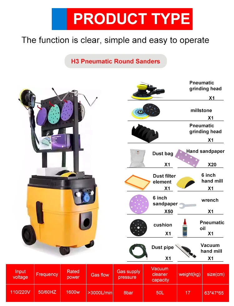 أدوات ماكينة الطحن الكهربائية الخالية من الغبار من FUNISI ماكينة تلميع الصنفرة الجافة والغبار الهوائية لإصلاح جسم السيارة