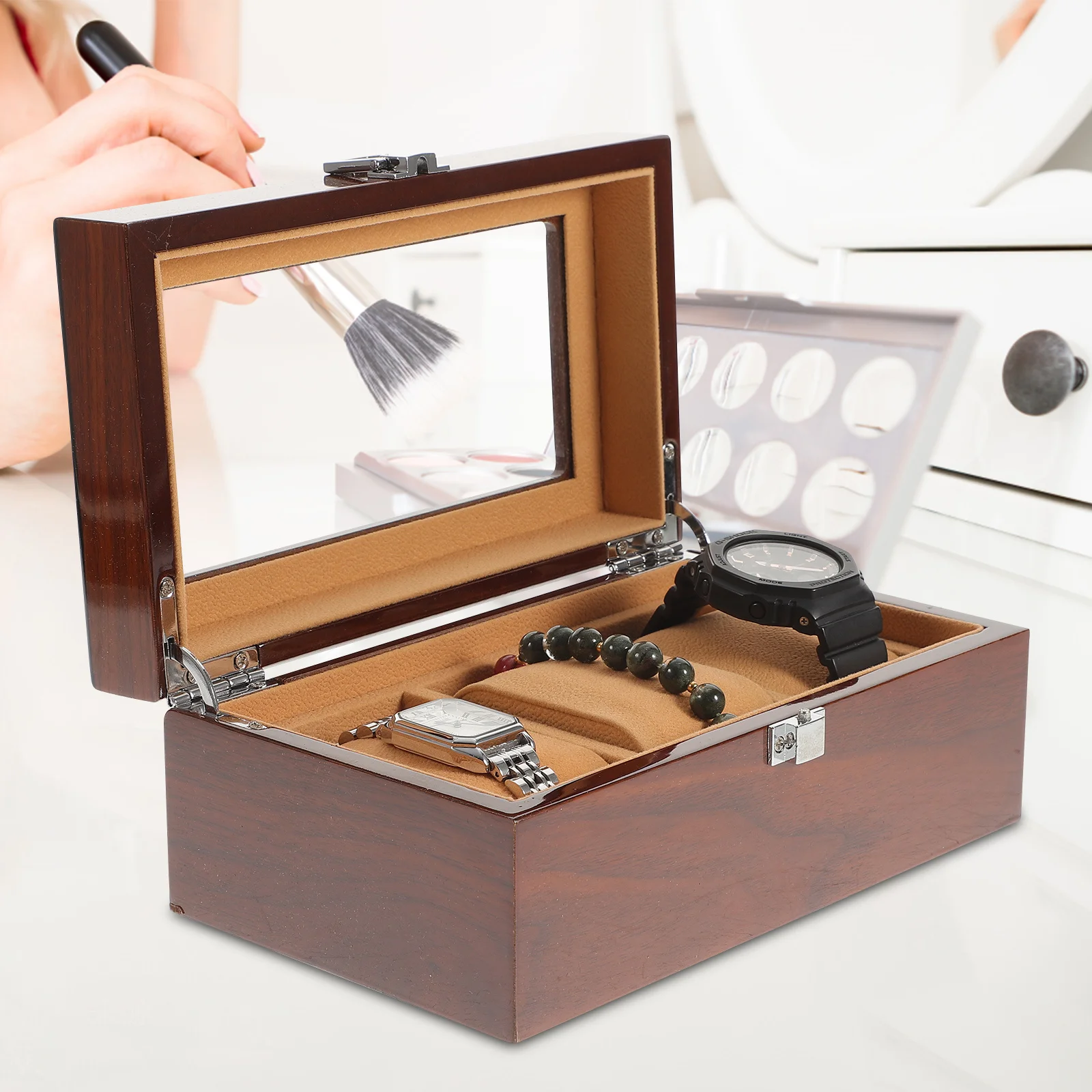 

3 Slots Watch Storage Box Elegant Watch Display Case with Removable Pads for Jewelry Organizer Premium Material Smooth Finish