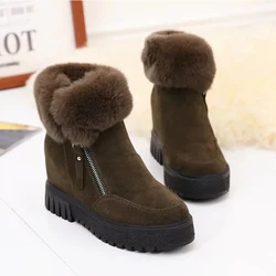 New Women Boots Winter Outdoor Keep Warm Fur Boots Waterproof Women's Snow Boots Thick Heel with Round Head High Heels