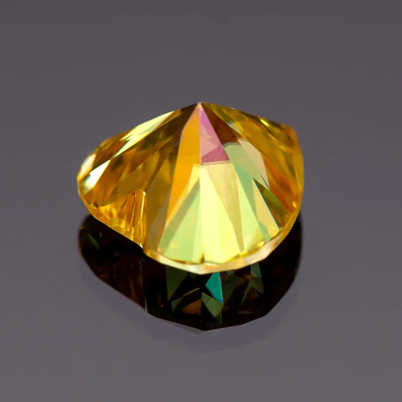 Pedra moissanite em formato de coração, cor amarela dourada para passagem, testador de diamante, charme, materiais de fabricação de joias com certificado gra