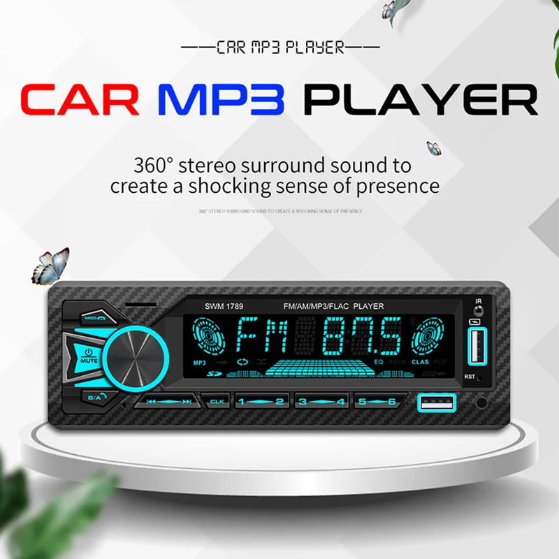 Car Mp3 Player Car Stereo Radio Car Stereo Bluetooth Fm Color Button App Remote Control 1Din Multimedia Player