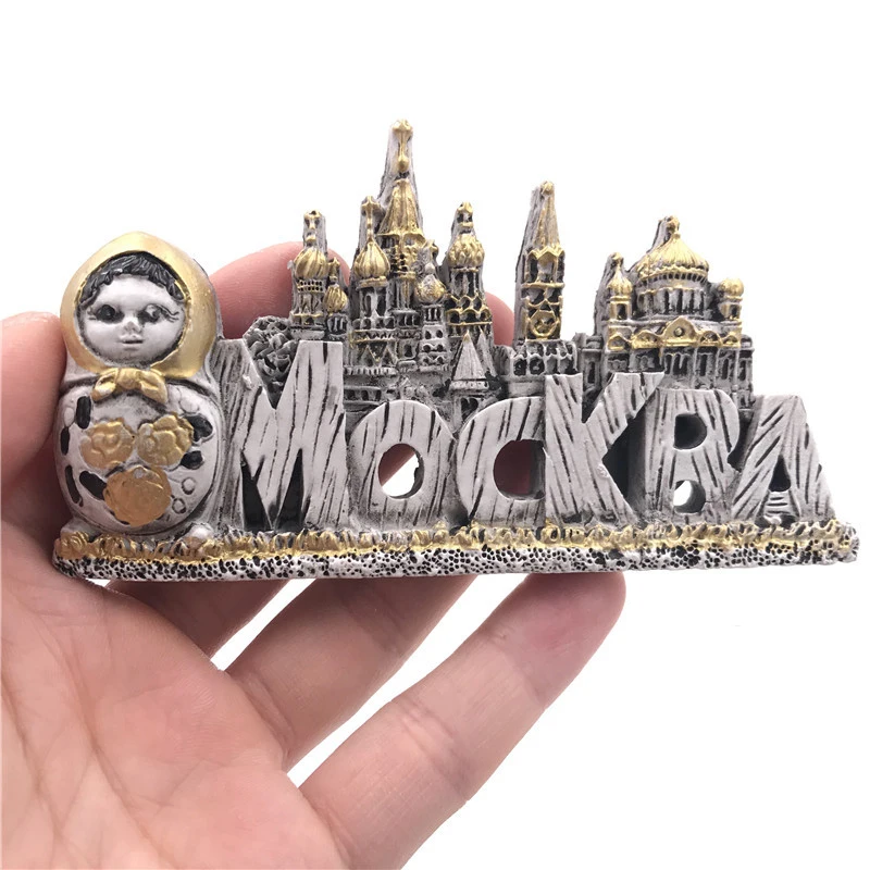 3D stereo Magnetic fridge Magnet Resin Russian Moscow Baby Doll Novgorod Hagia Sophia Magnetic Refrigerator Stickers Home Decor