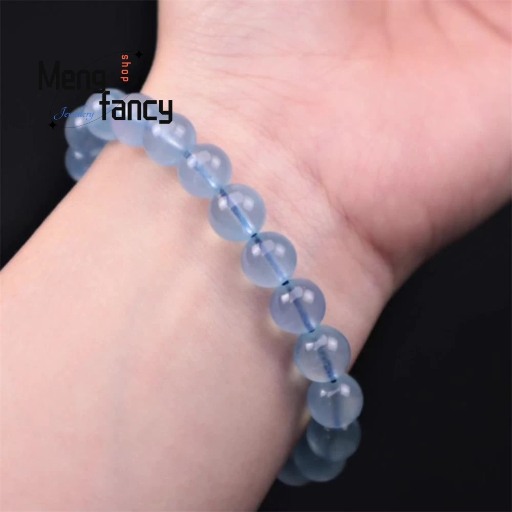 Fashion Personalized Natural Translucent Body Blue Aquamarine Bracelet Simple Exquisite High-grade Luxury Jewelry Holiday Gifts