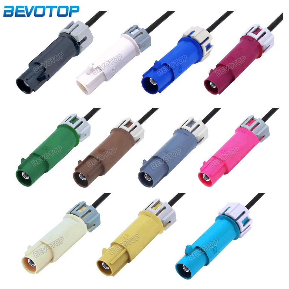 1PCS Waterproof Fakra Cable Code A/B/C/D/F/G/H/I/K/Z Male to Male Plug Connector Car Video Fakra Jumper RG174 Pigtail BEVOTOP